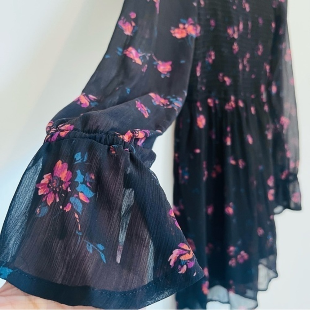 Hollister Whimsigoth Black Floral Mini Dress - Size Small - Picture 4 of 10